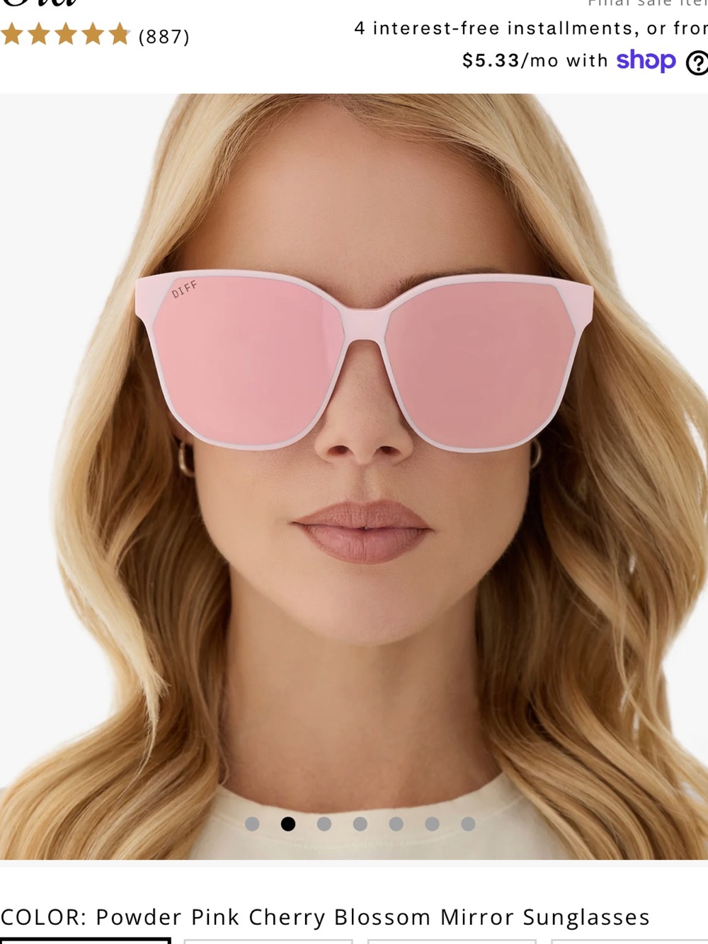 Gia Powder Pink Cherry Blossom Mirror Sunglasses